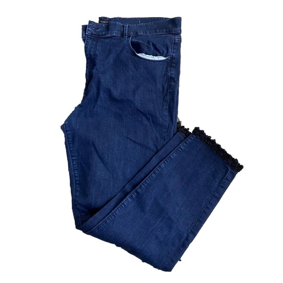 Ann Taylor Factory Denim - Ann Taylor Dark Blue Jeans with Lace Hem
